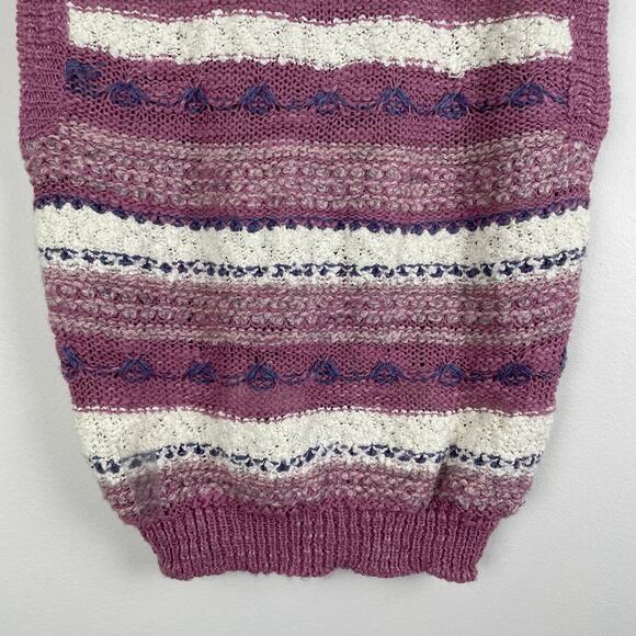 VTG 80s Expressly for Joyce Sweater Vest Striped Coquette Sleeveless Knit Preppy - Picture 11 of 14